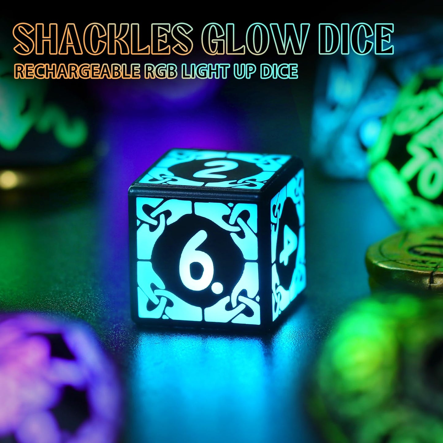 LED Dice with Charging Box，7 PCS RGB Light up Dice for Dungeons and Dragons, Polyhedral DND Dice Set for Tabletop Games Gifts（KS-RGB）