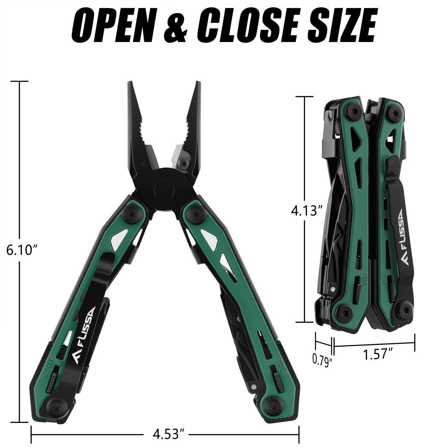 FLISSA 16-in-1 Multi Tool Pliers, Gifts for Men, Stainless Steel EDC Multitool with Pocket Knife, Belt Clip and Oxford Pouch, Self-locking Multipurpose Utility Multi-Tool for Camping Survival Outdoor