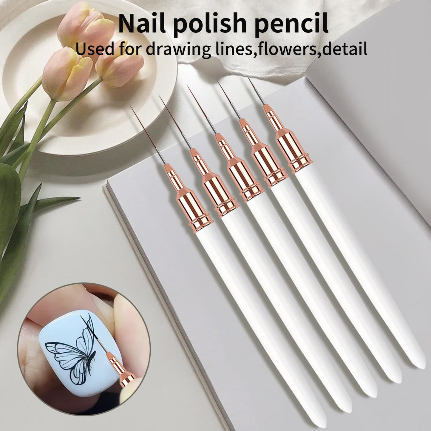39Pcs Nail Art Brush & Practice Tool Kit, White Nail Art Brushes with Nail Practice Stands & Brush Holder, Professional Manicure Accessories for Nail Art Painting, Sculpting & DIY Manicure