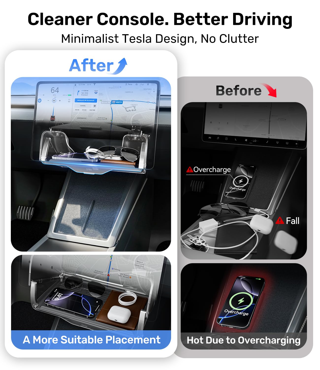 Zanch (Upgraded) Tesla Model Y Juniper Under Screen Storage Box [Hidden Design, Factory-Fit], Adds Extra Storage & Keeps Items Hidden for Privacy, Model Y (2020–2025) / Juniper (2025–2026) Accessories