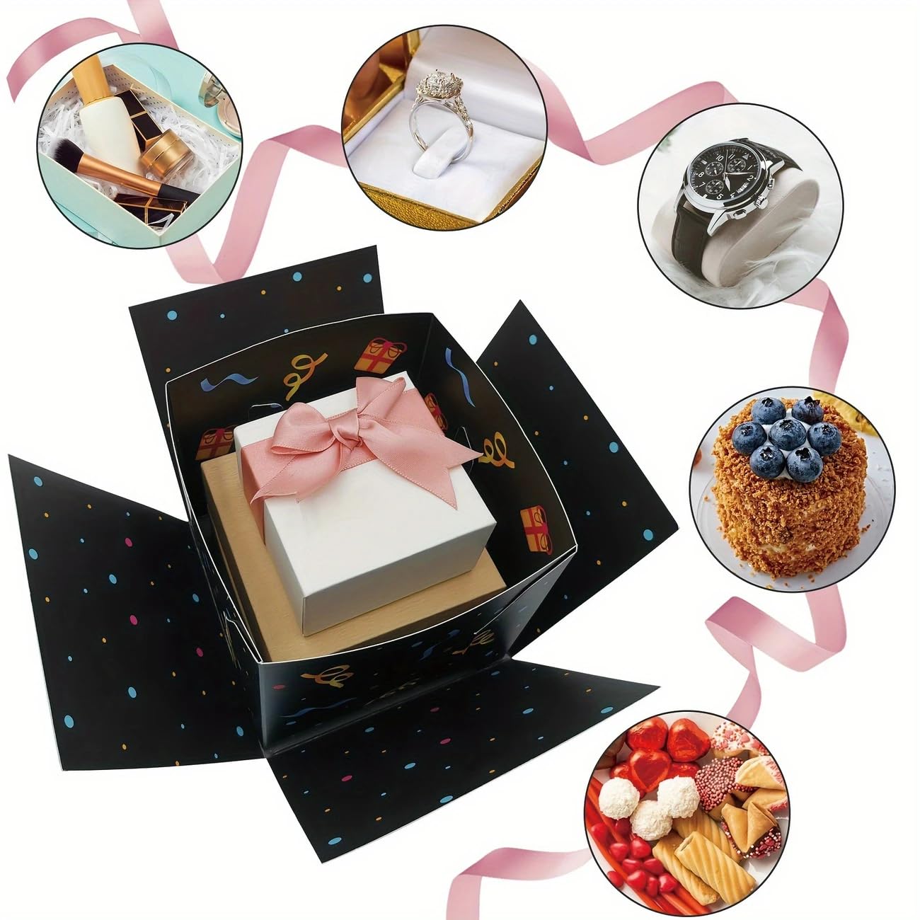 MOAXMOA Explosion Box with Flying Butterflies, Birthday Explosion Gift Box, DIY Exploding Surprise Gift, Flying Butterfly Surprise Gift Box for Birthdays, Wedding, Mother's Day, Anniversaries