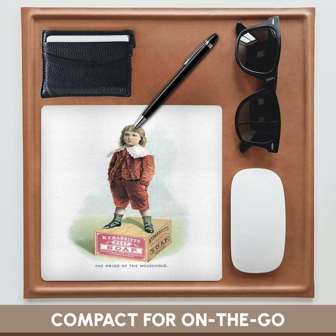 3dRose Mouse Pad B. T. Babbitts Best Soap with A Young Boy Standing On A Wooden Soapbox - 8 by 8-Inches (mp_156875_1)