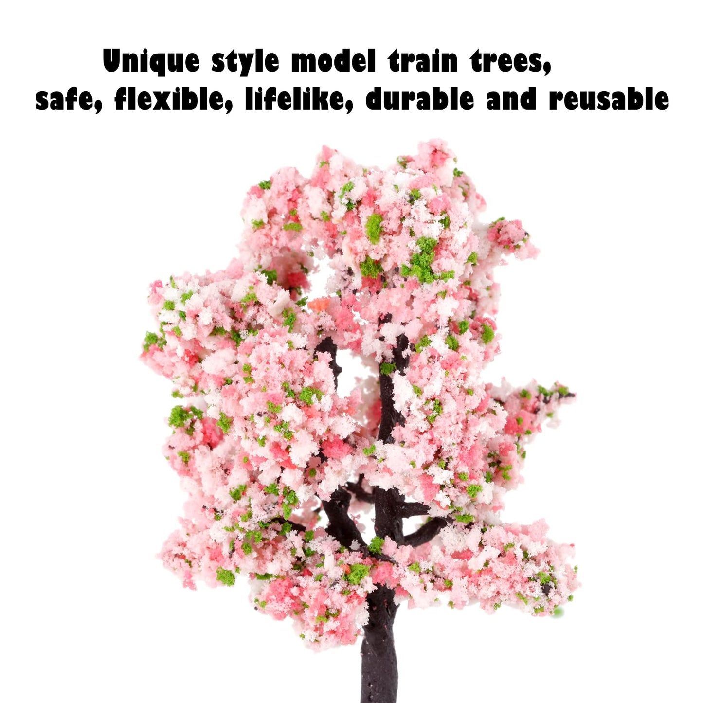 Yetaha 10PCS Pink Flower Model Trees, Mini Vegetation Flower Cluster Static Scenery Model for DIY Landscape Railway Train Diorama Garden Scenery Layout Architecture Trees Home Decoration, 11CM/4.33"