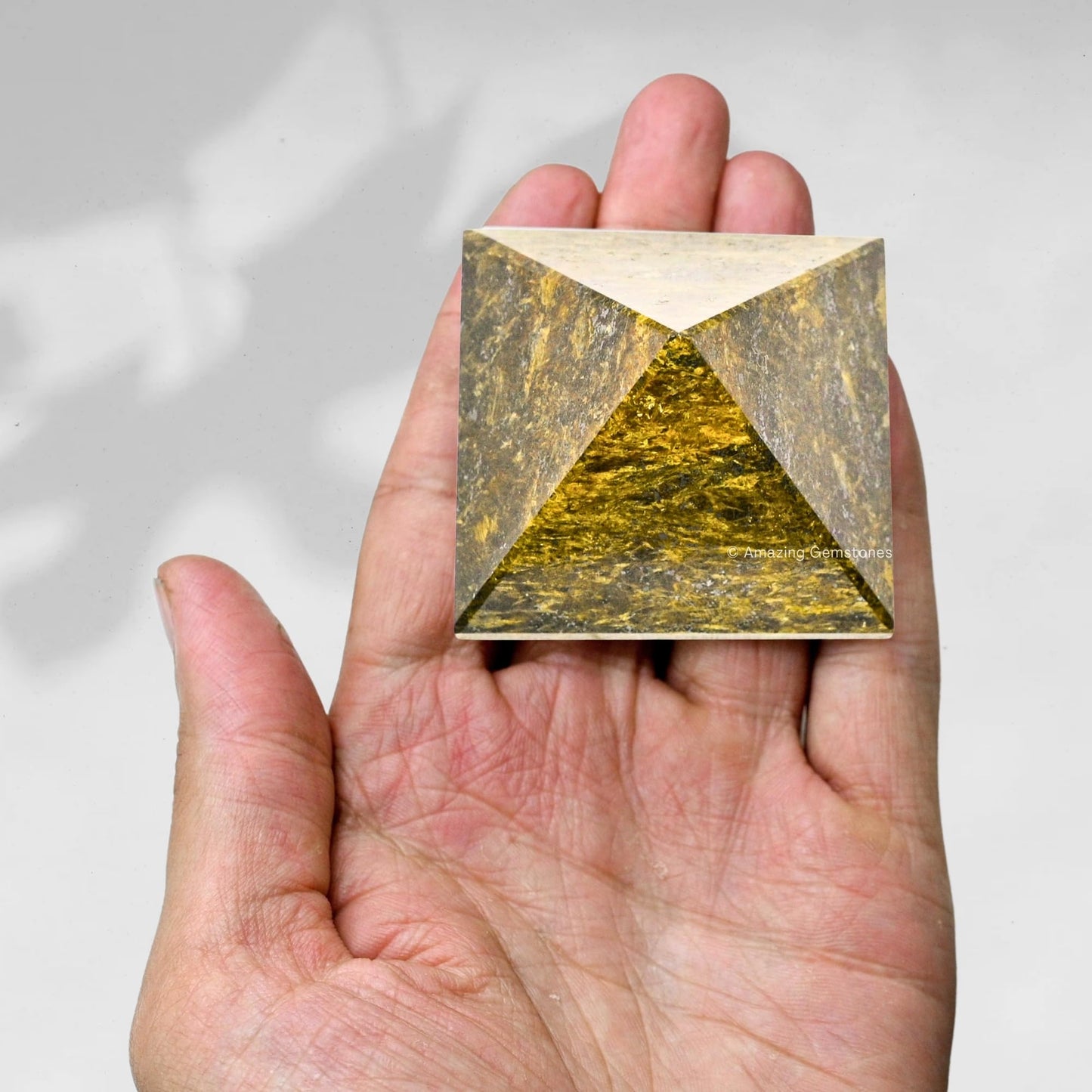 Amazing Gemstone Bronzite Pyramid Crystal Healing Stones - 2" Great Pyramid Figurine of Natural Stone Pyramid for Meditation, Reiki, Chakra Balancing and Crystal Pyramids Grid