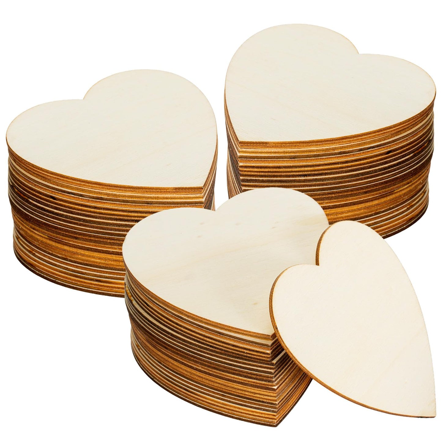100PCS Wooden Heart for Crafts, 4 Inch Unfinished Wood Pieces for Crafts, Natural Heart Shape Wooden Slices Cutouts Coasters for Paint DIY Pyrograph Staining Burning Engraving Carving