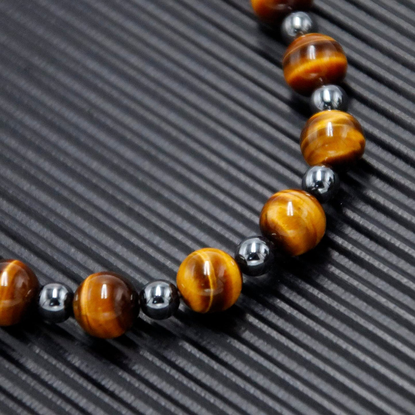 GENASTO Healing Crystal Black Obsidian Tiger Eye and Hematite Beads Necklace Triple Protection Necklace for Men Women