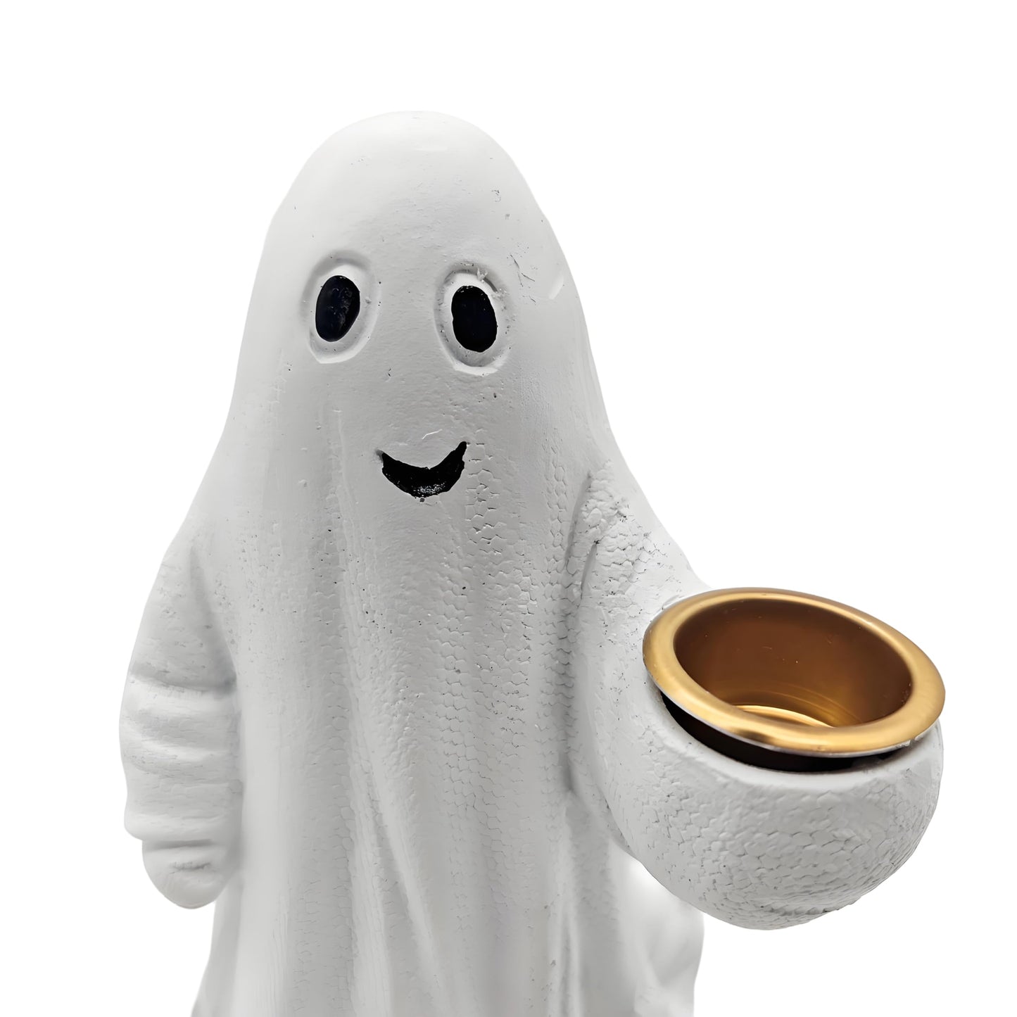 HARUHI Adorable Spooky Ghost Statue Figurine Cute Halloween Decor for Desk Shelf Home & Garden Decoration（Candelabra Ghost）