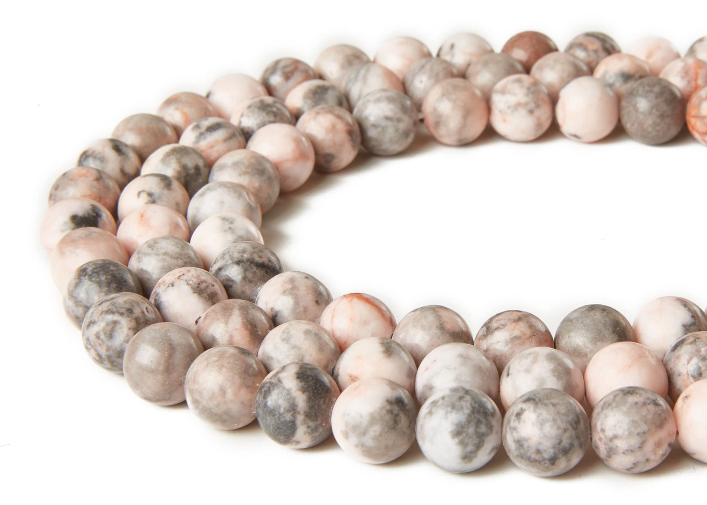 60pcs 6mm Pink Zebra Beads Natural Gemstone Beads Round Loose Beads for Jewelry Making