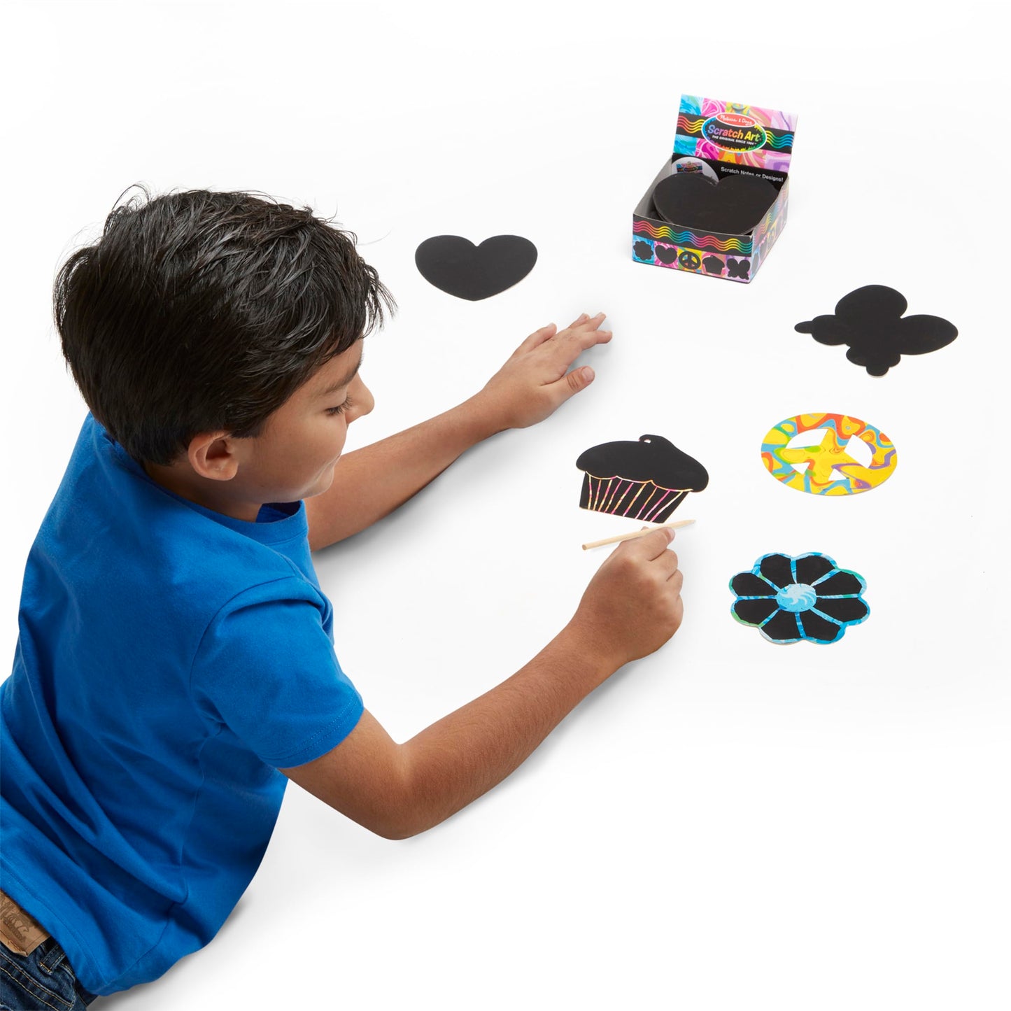 Melissa & Doug Scratch Art® Box of 125 Friendship-Themed Shaped Notes in Desktop Dispenser (Approx. 3.5” x 3.5” Each Note)