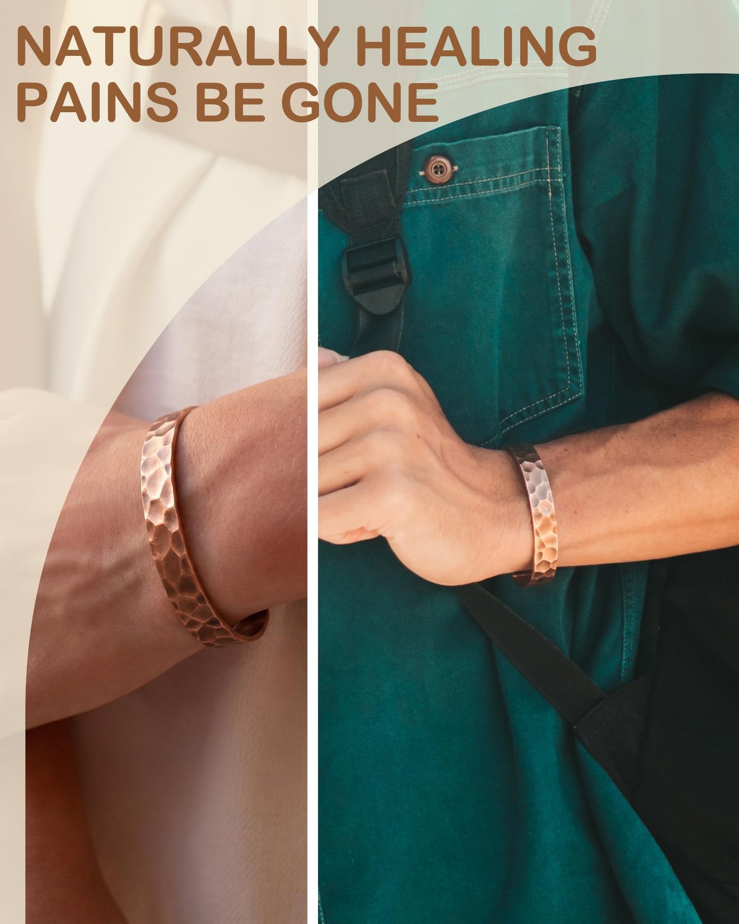 Feraco Pure Copper Bracelets for Men & Women, 99.99% Real Copper Tibetan Cuff Bangle, Adjustable Handmade Jewelry Gift, Hammered