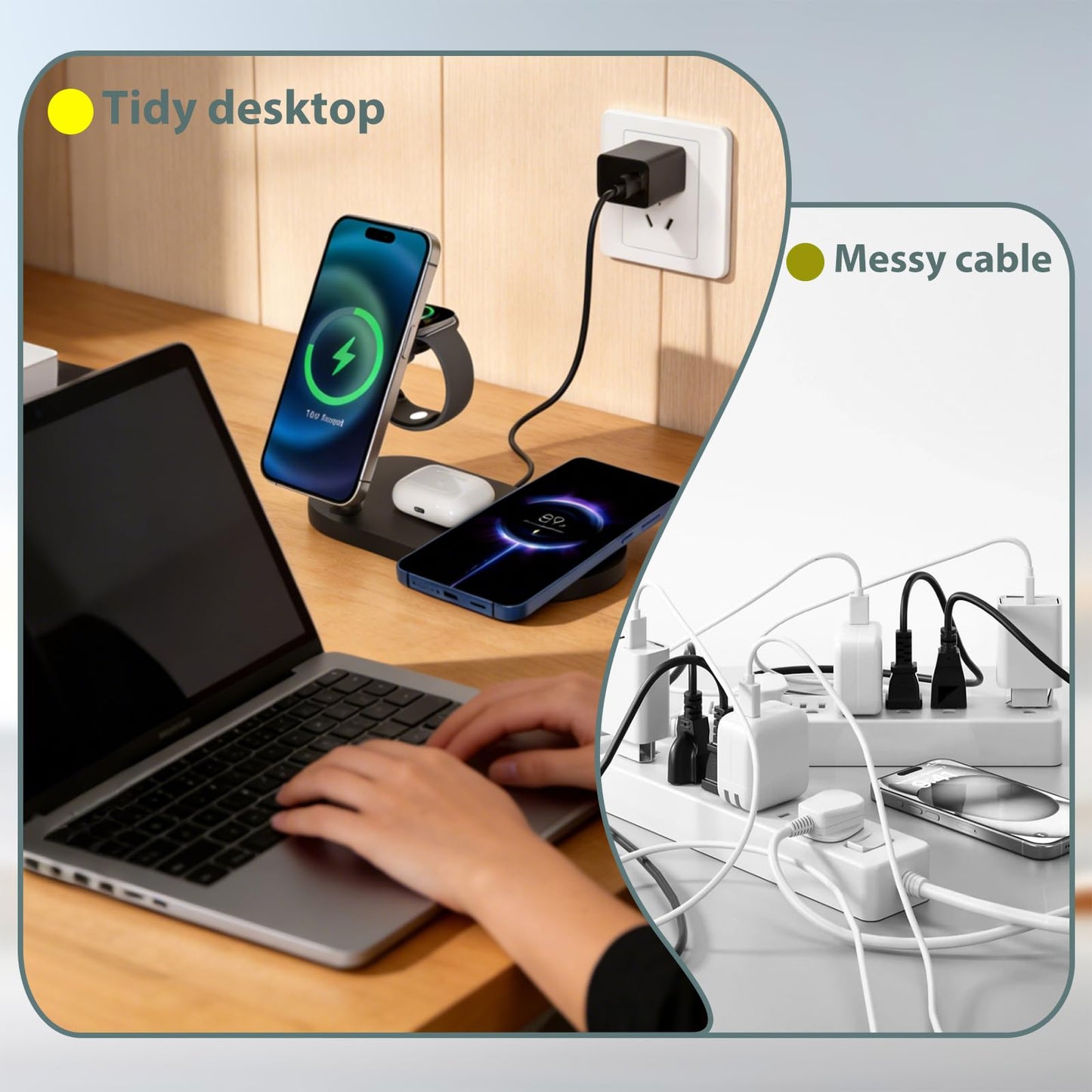 Dual Phone Wireless Charger, 30W Magnetic 4 in 1 Charging Station for Apple Devices, Charging Stand for iPhone 17/16/15/14/13/12 Series, Support for Apple Watch11/10 for AirPods4