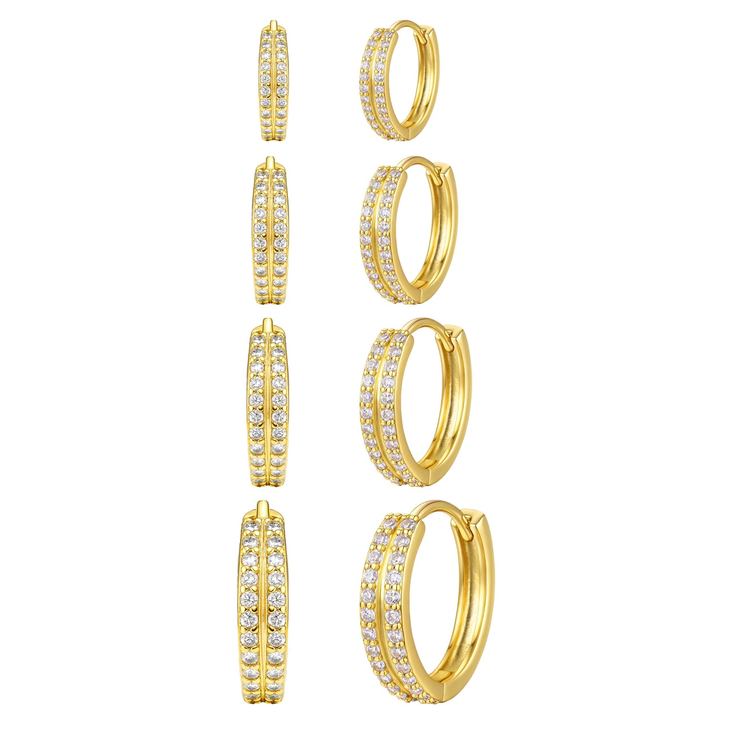 Gold Double Hoop Earrings for Women,Huggie Small Stack Cartilage Hoop Earring Sets for Multiple Double Piercing, Conch Helix Rook Tragus Daith Piercing Gold Clip On Jewelry Set Gifts