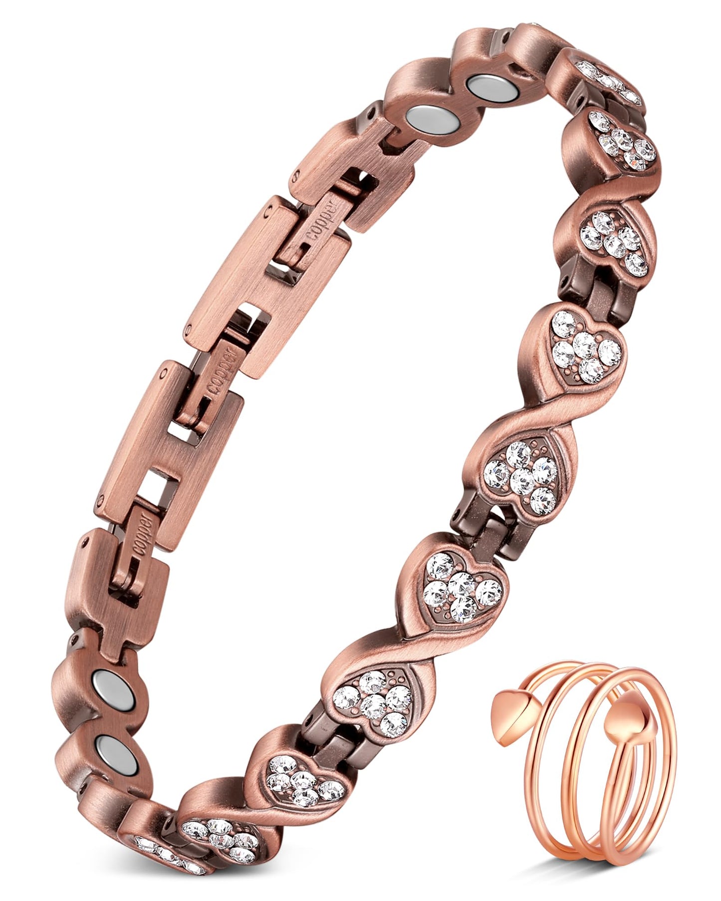 Jecanori Pure Copper Bracelets for Women, Effective Copper Magnetic Healing Bracelets for Women, Jewelry Gifts with Sizing Tool