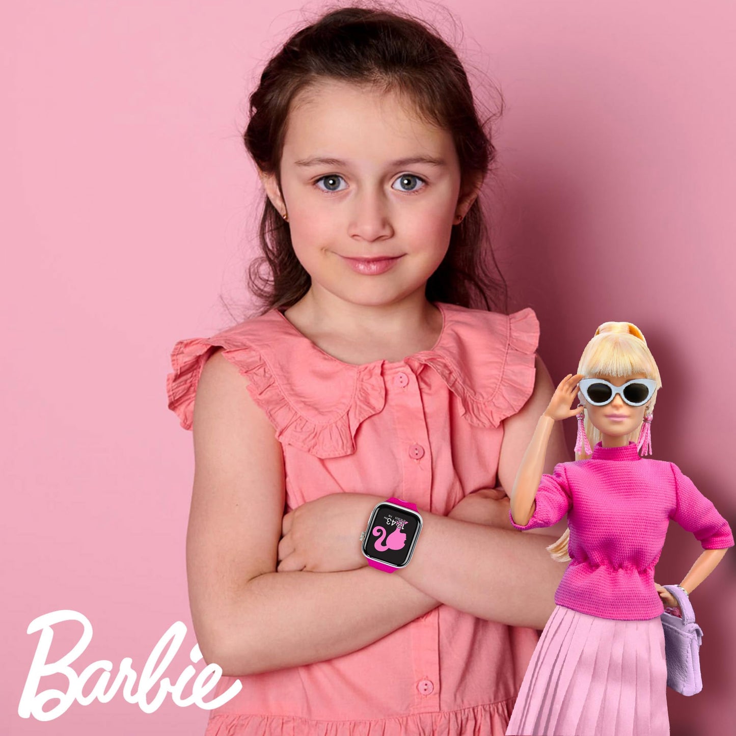 Barbie Kids Smart Watch – Touchscreen Smartwatch with Camera, Activity Trackers, Pedometer, Music, Stopwatch, and Glitter Silicone Strap – Fits Wrists from 5.5" to 8"