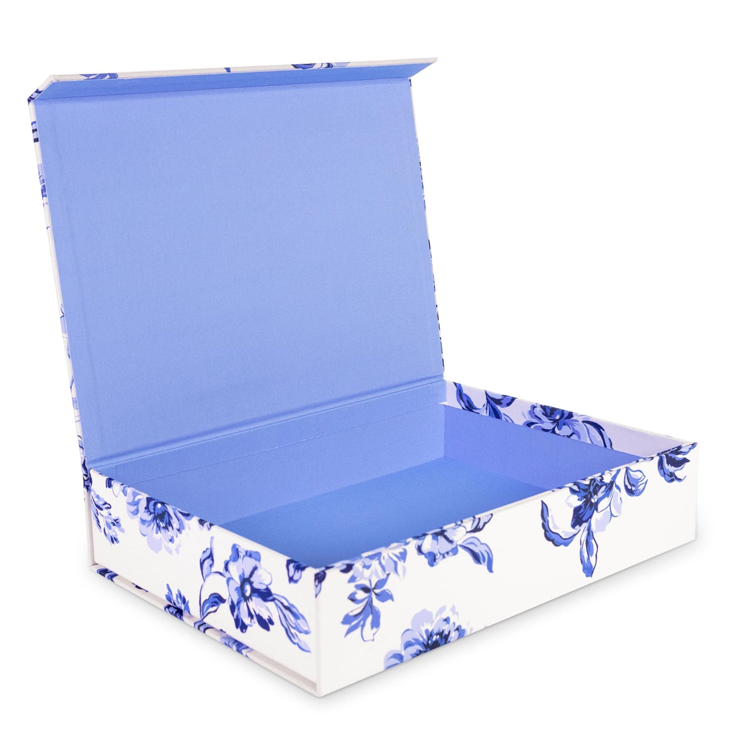 kate spade new york Heirloom Storage Box, 14" x 10" x 3" Decorative Organizer for Keepsakes, Greyboard Gift Box with Bookcloth Cover (Floral Toile)