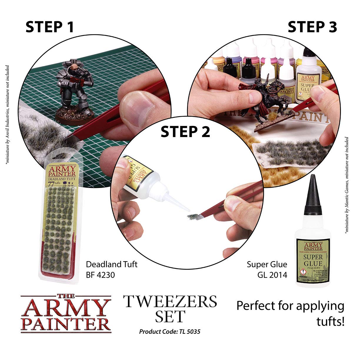 The Army Painter 2-Piece Precision Tweezers, Set of Slant & Pointy Tweezers, Craft Tweezers Precision Fine Point for Assembling Miniatures, Small Crafting Tweezers: 95mm Flat Tip & 103mm Pointy Tip