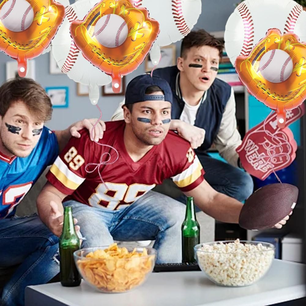 8 PCS 18 Inch Baseball Balloons Party Favors Birthday Party Decorations Supplies Baseball Lover Sport Glove Giant Balloons Christmas Mylar Foil Helium Aluminum Balloon Baby Shower Gender Reveal Theme