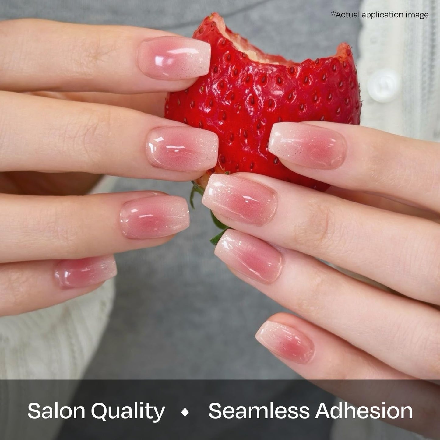 ohora Semi Cured Gel Nail Strips (N Berry Jelly) - Marble, Glitter, Pink, Works with Any Lamps, Salon-Quality, Long Lasting, Easy to Apply & Remove - Includes 2 Prep Pads, Nail File & Wooden Stick
