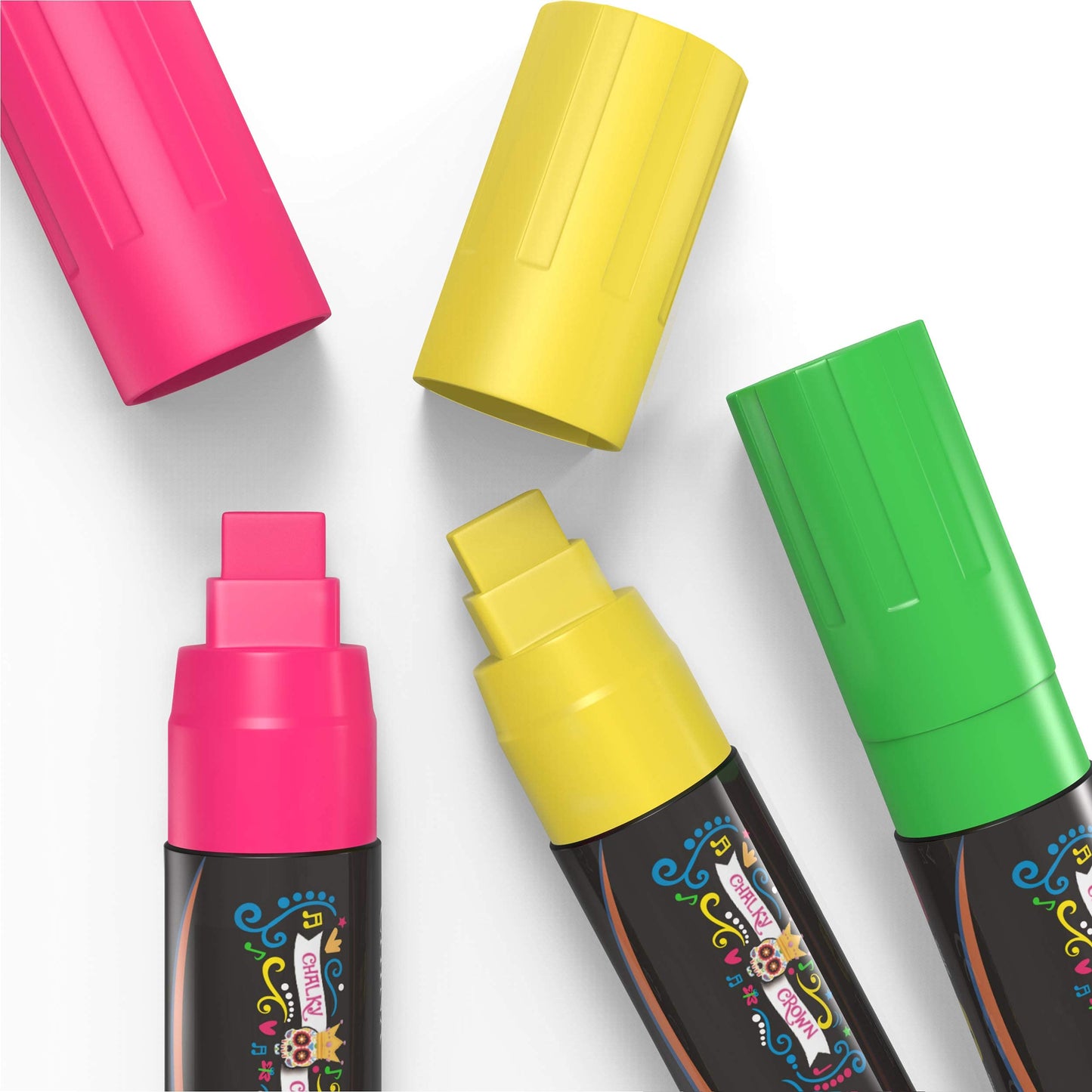 Jumbo Liquid Chalk Markers - Bold Chalk Markers for Chalkboards, Window Marker, Chalks Pens for Signs, Blackboard, Glass - Square Reversible Tip (15mm, 8 Pack)