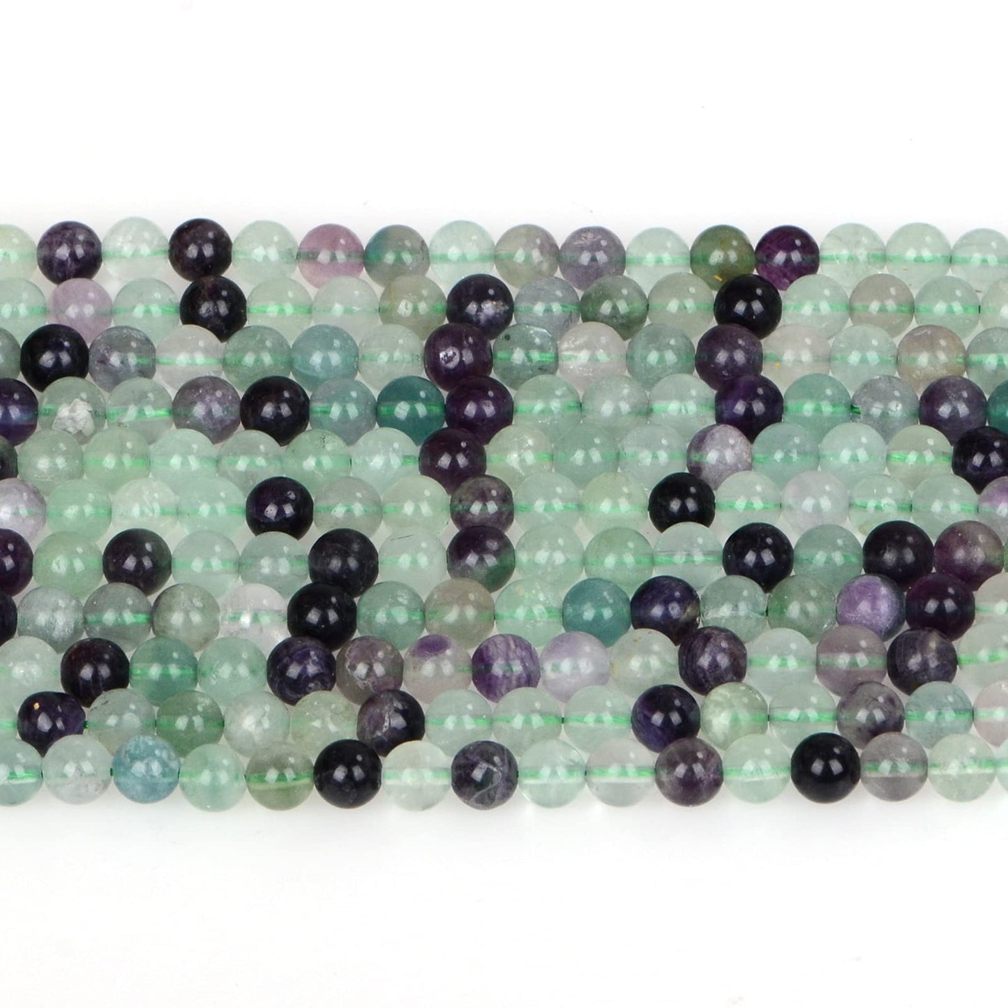 ICAI Beads 8mm Natural Fluorite Round Loose Stone Beads for Jewelry Making DIY Crafts Design 1 Strand 15" APPR.43-45pcs