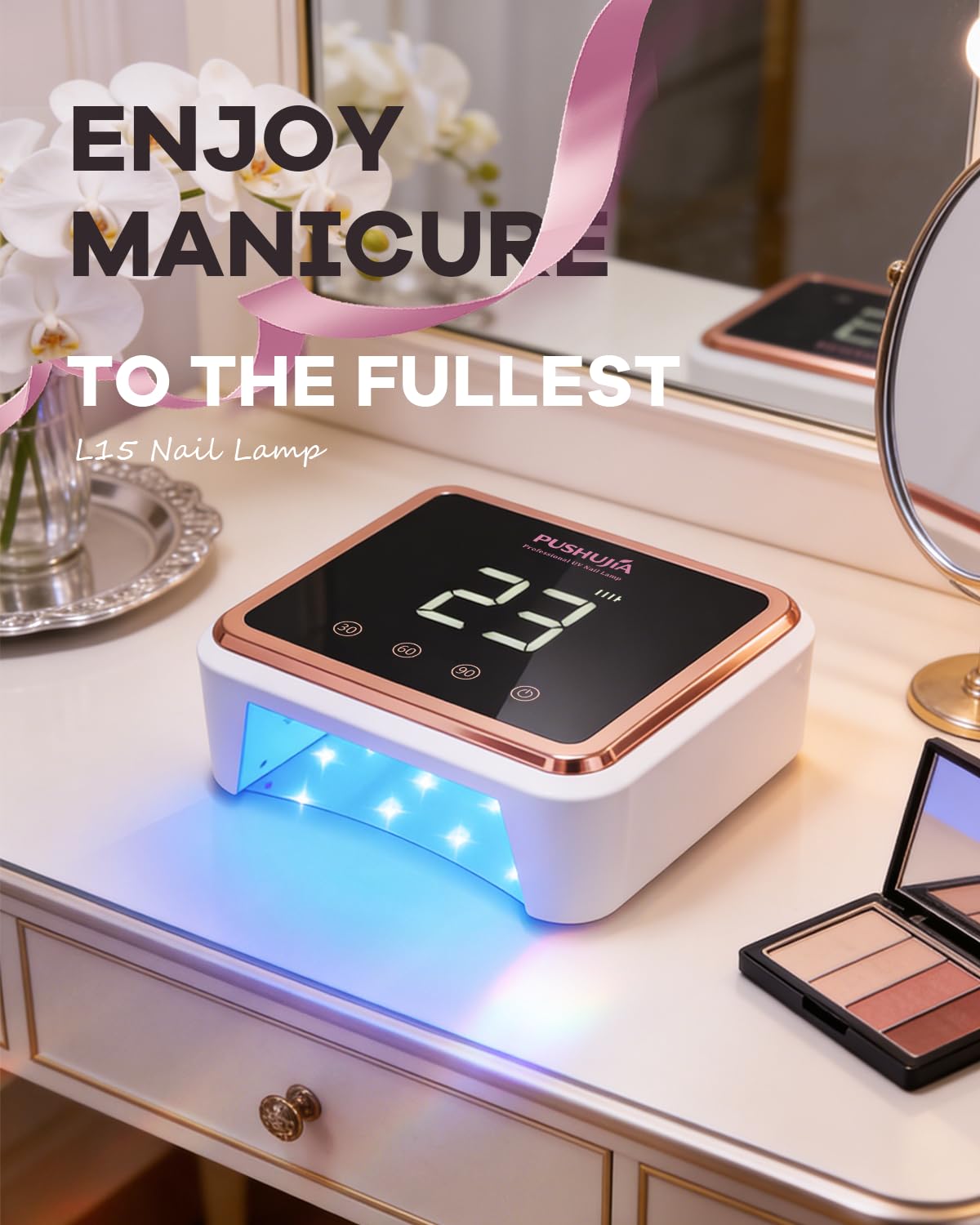 Professional Rechargeable UV LED Nail Lamp,Cordless UV Nail Dryer for Gel Polish with 3 Timer Settings (30/60/90s), Smart Infrared Sensor & LCD Display, 30 UV/LED Beads