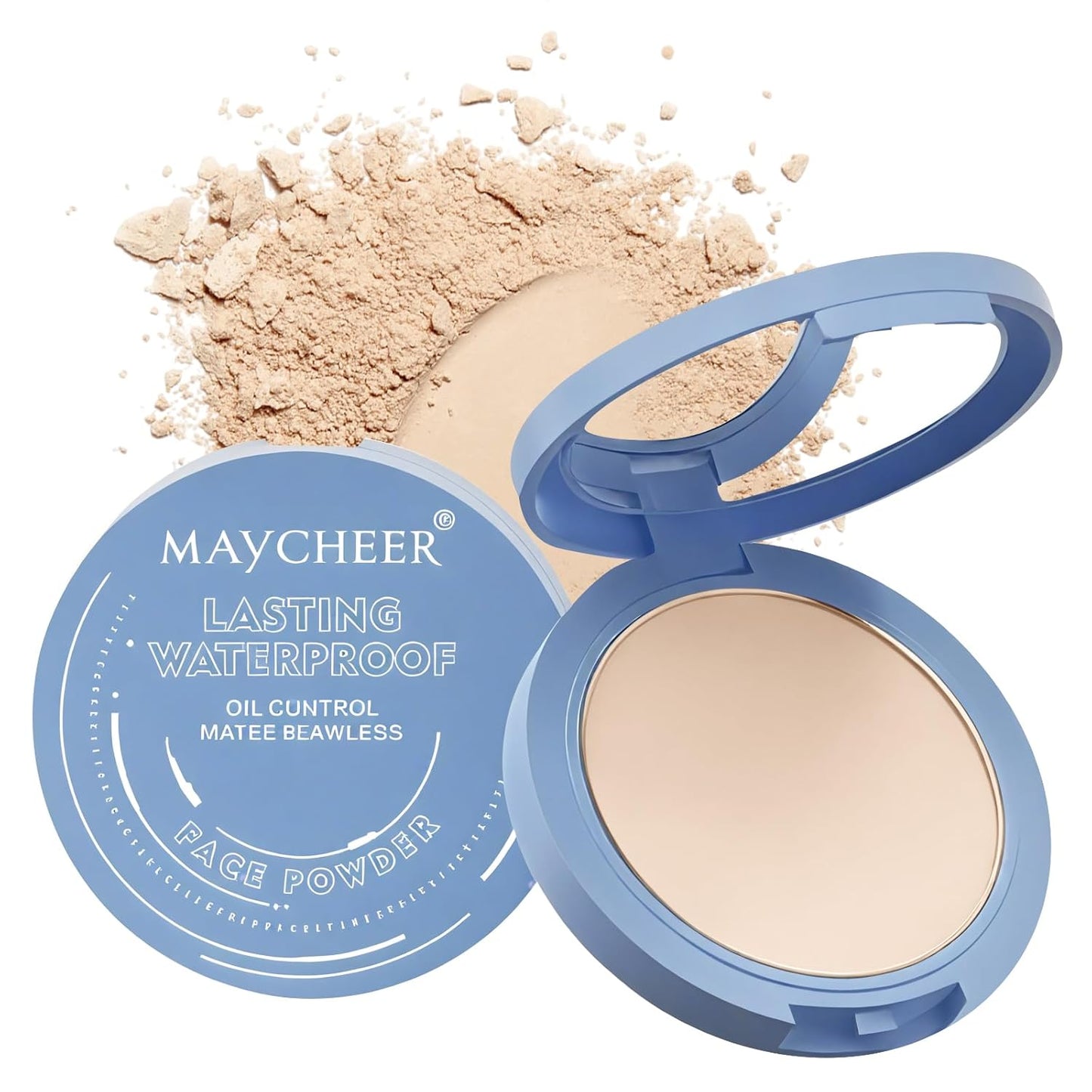 Maycheer Face Powder- Lasting Waterproof Face Powder-Maycheer Setting Powder Oil Absorbing Compact for Face (01, M)