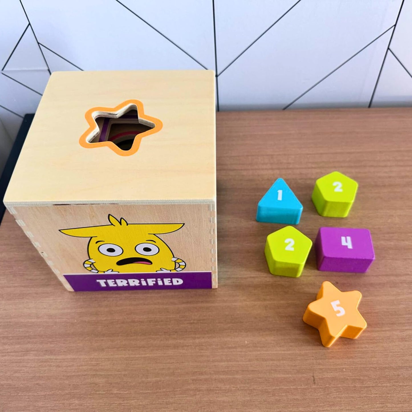 Open The Joy Wooden Tower of Emotions – Stacking Emotional Learning Toy for Toddlers | 5 Emotion Face Blocks + 5 Shape Sorting Blocks | Montessori Toy for Early Development | Ages 12 Months+