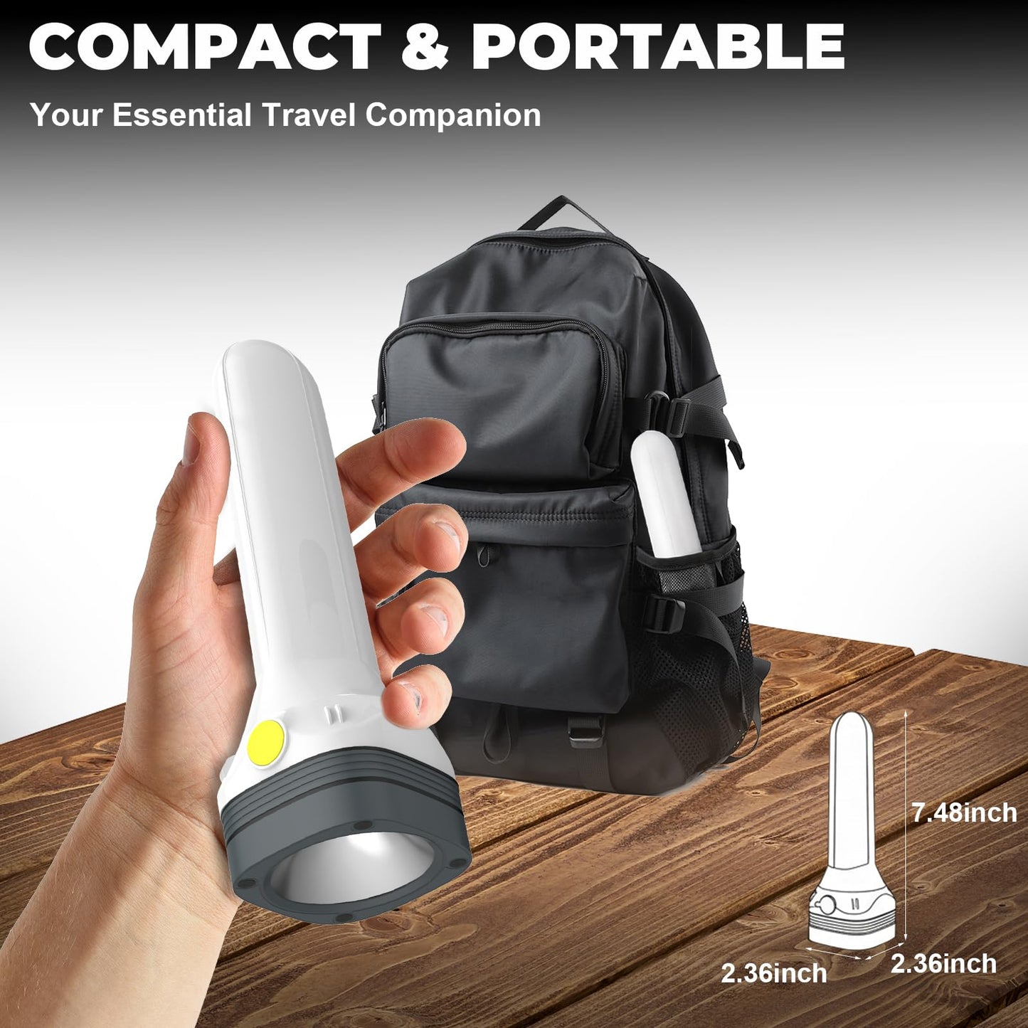 FUICZSN Flashlight Lantern Combo Rechargeable, 2-in-1 LED Flashlight with 360° Camping Lantern & Emergency Strobe, Compact Light for Camping, Power Outage, Car