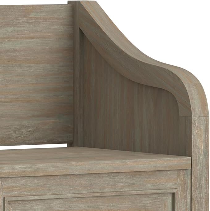 SIMPLIHOME Connaught SOLID WOOD 42 inch Wide Traditional Entryway Storage Bench in Distressed Grey for the Living Room, Entryway and Family Room