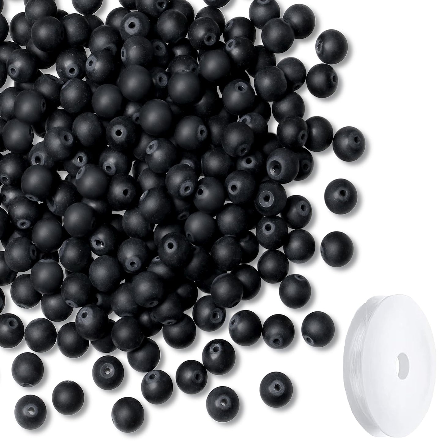 NUKAYAI Natural Matte Black Obsidian Beads 100Pcs 8mm Crystal Beads Loose DIY Round Stone Bead for Bracelet Necklace Earrings Making