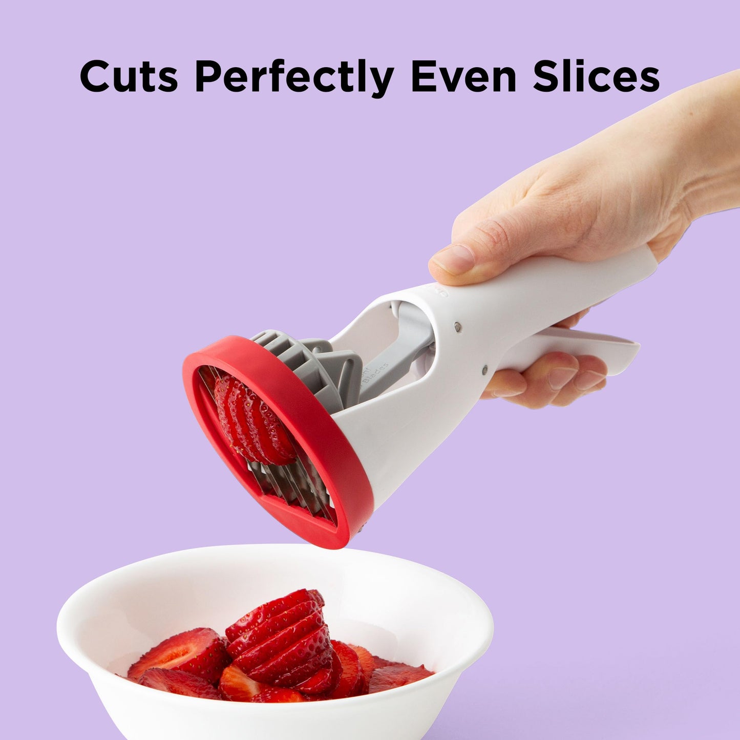 Chef'n Hand-Held Slicer Strawberry Slicester, Updated Design, Cherry/Meringue (102-712-400)