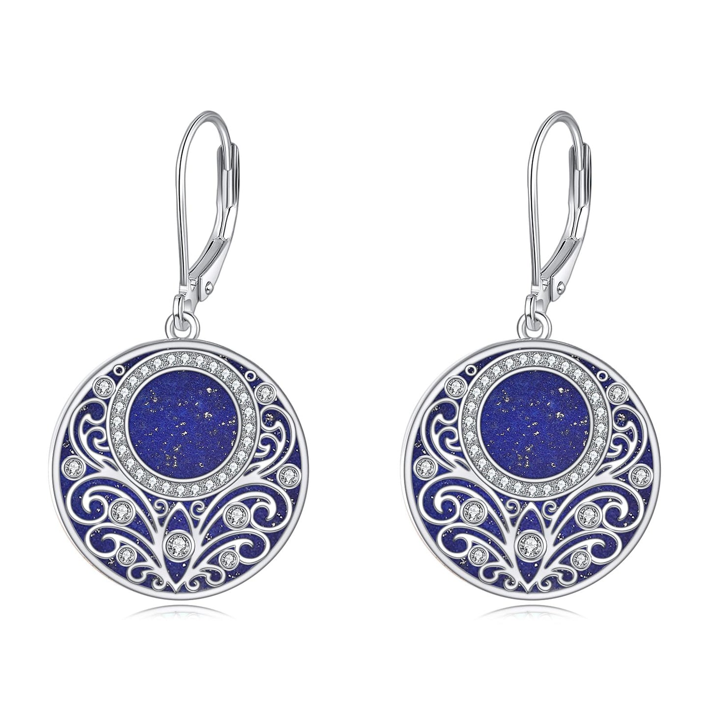 Lapis Lazuli Earrings Sterling Silver Filigree Drop Earrings Blue Lapis Dangle Earrings Jewelry Gifts For Women
