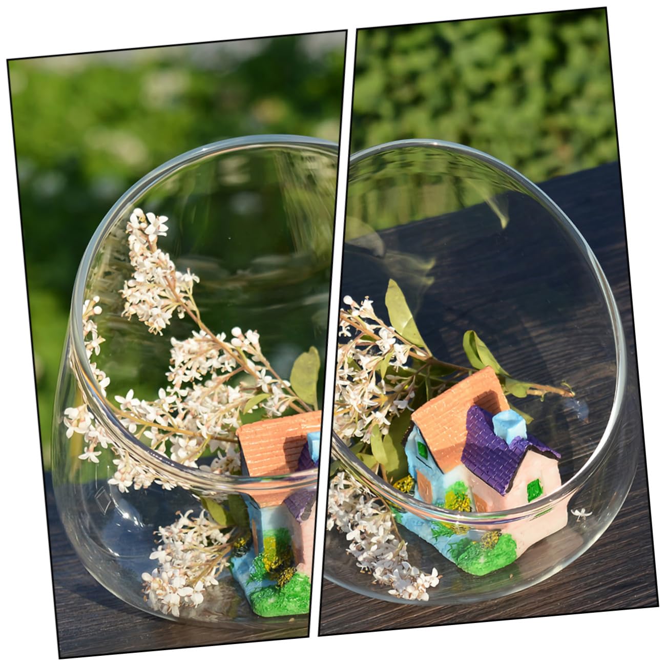 Toyvian Succulent Vase Set 3pcs Slant Cut Glass Ecological Bottles Micro Landscape Desktop Terrarium Containers for Home Office Decor