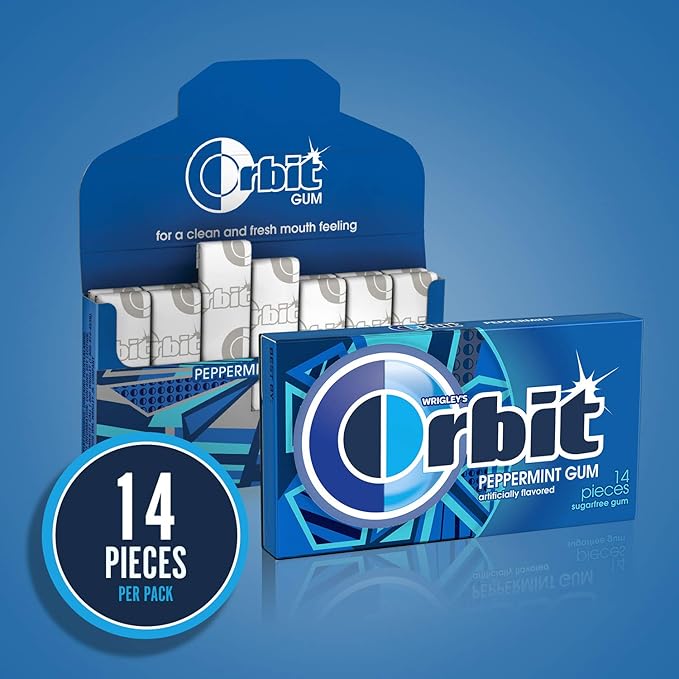 ORBIT Peppermint Sugar Free Gum Individually Wrapped, Bulk Packs of Gum, 12 Packs of 14-Pieces (168 Total Pieces)
