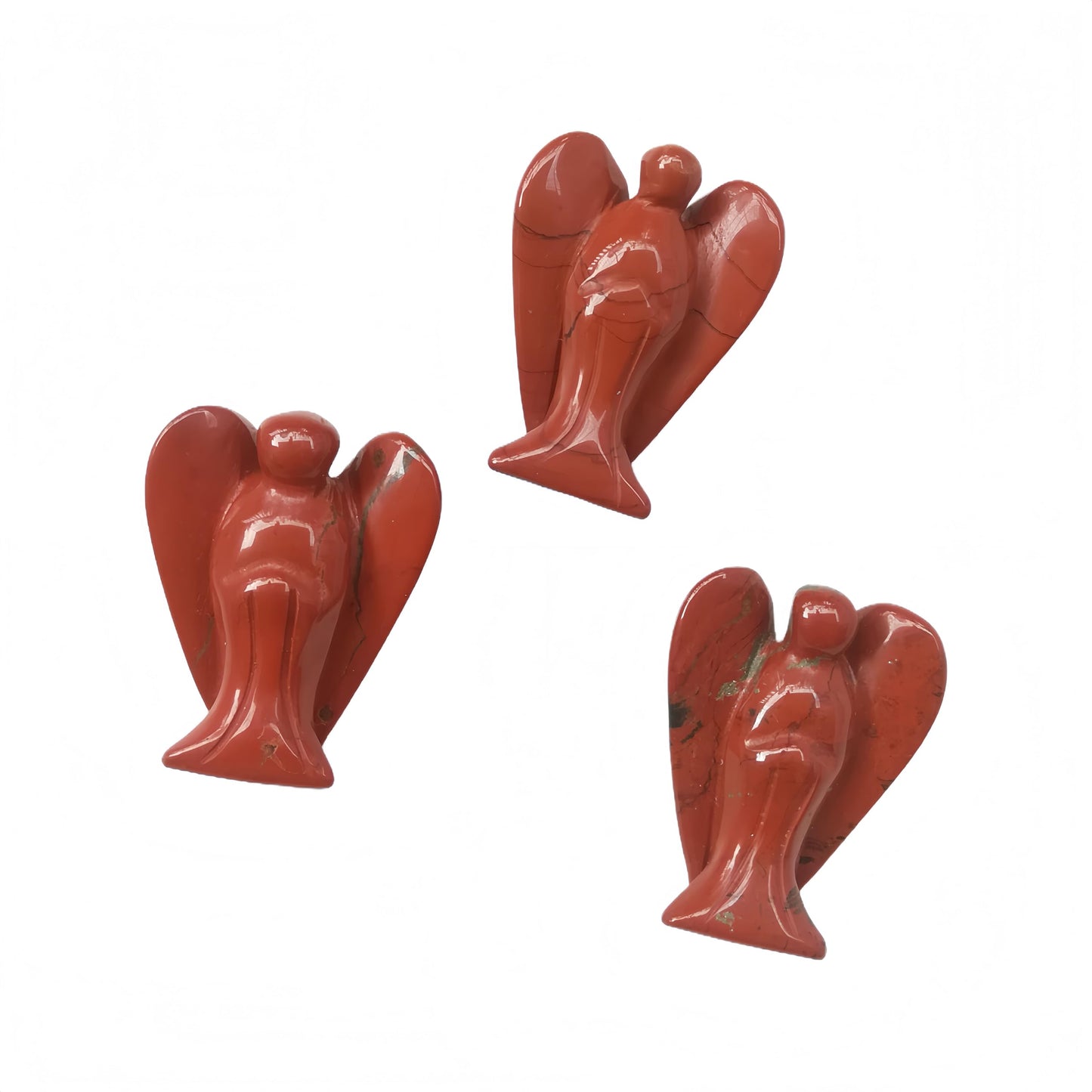 Afucats Natural Red Jasper Healing Guardian Angel Indoor Decorative Stone,1.5 Inches Carving Pocket Palm Statue,Gift for Her Christmas Décor