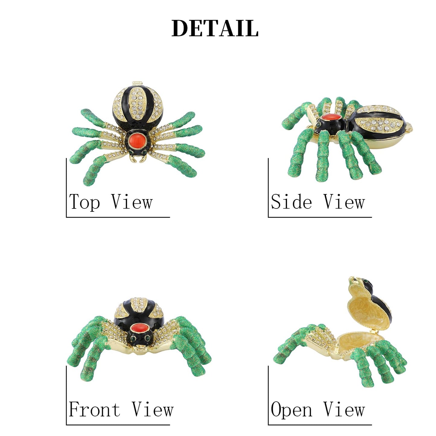 Cute Small Black Spider Style Hand Painted Enamel Trinket Box, Unique Gift for Family