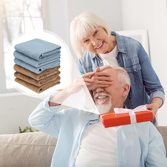 6 Pack Adult Bibs for Men and Women Elderly Senior Washable Clothing Protector with Crumb Catcher Large Towel Bibs for Special Needs Adult and Disabled Adjustable Reusable