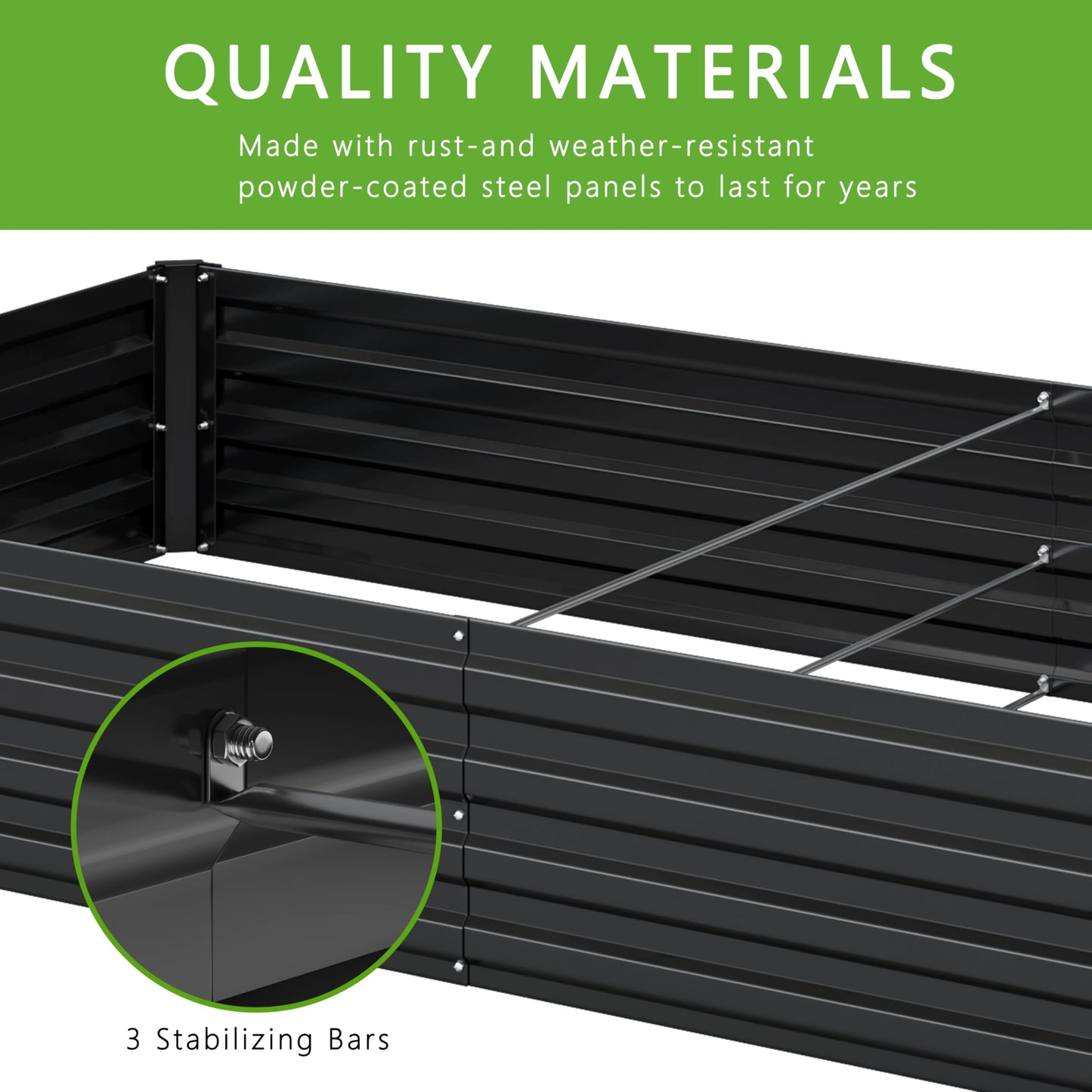 DIIYIV 2PCS 12x4x1FT Galvanized Raised Garden Bed Kit,Vegetable Boxes-Rectangle Metal Flower Box,Large Planter Raised Beds Outdoor Garden for Planting,Fruit,Herb-Black