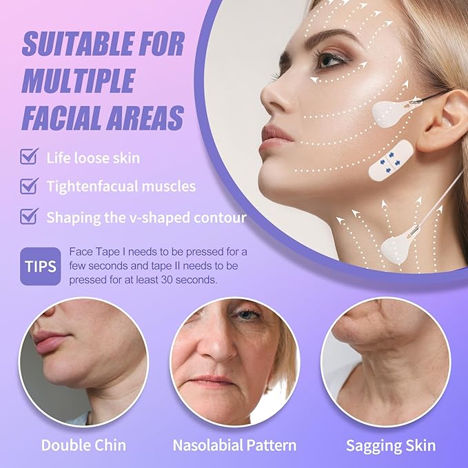 Face Tape,Face Lift Tape,Face Lift Tape Invisible,Neck Tape lifting Invisible,V-Shaped Instant Face Tapes for Lifting Sagging Skin Eyes Double Chin Wrinkles Waterproof Mix Box (160PCS, Cherry)