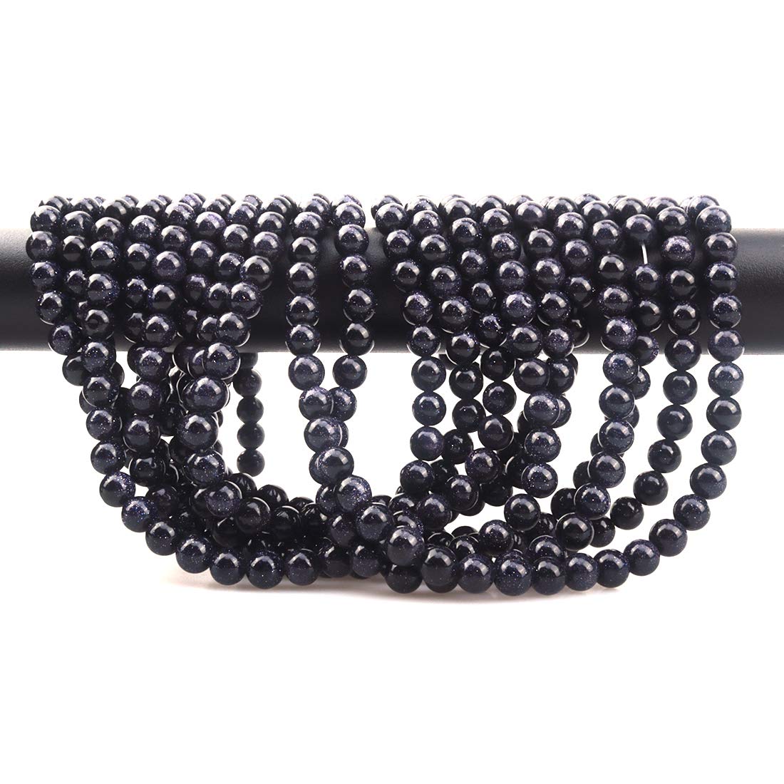 ICAI Beads 8mm Natural Blue Sand Goldstone Round Loose Stone Beads for Jewelry Making DIY Crafts Design 1 Strand 15" APPR.43-45pcs