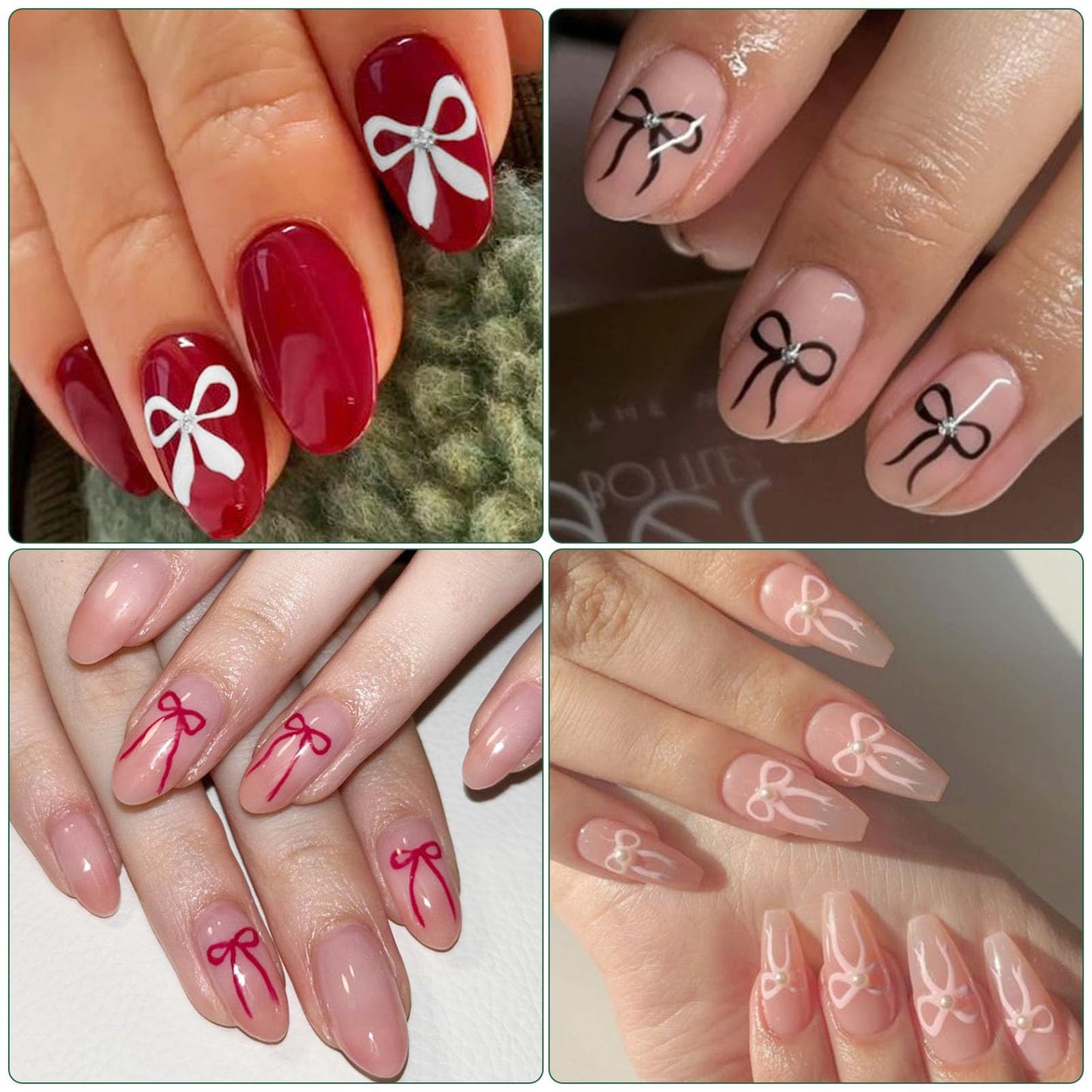 IDDFEVE Bow Nail Art Stickers - Colorful Big Bow Self-Adhesive Nail Decals for DIY Valentines Day Manicure (6 Sheets)