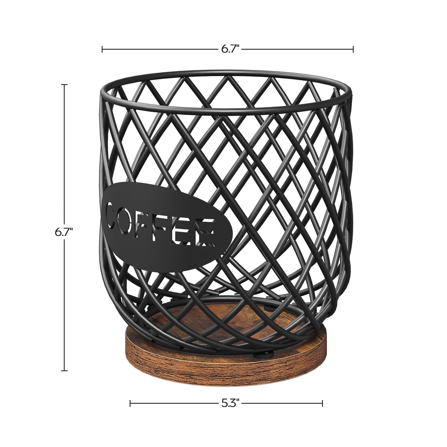 YATINEY Coffee Pod Holder Organizer, Holder for K Cup, Large Capacity Coffee Pod Basket, Versatile Coffee Capsule Storage Organizer, for Kitchen Countertop, Rustic Brown KH09BR