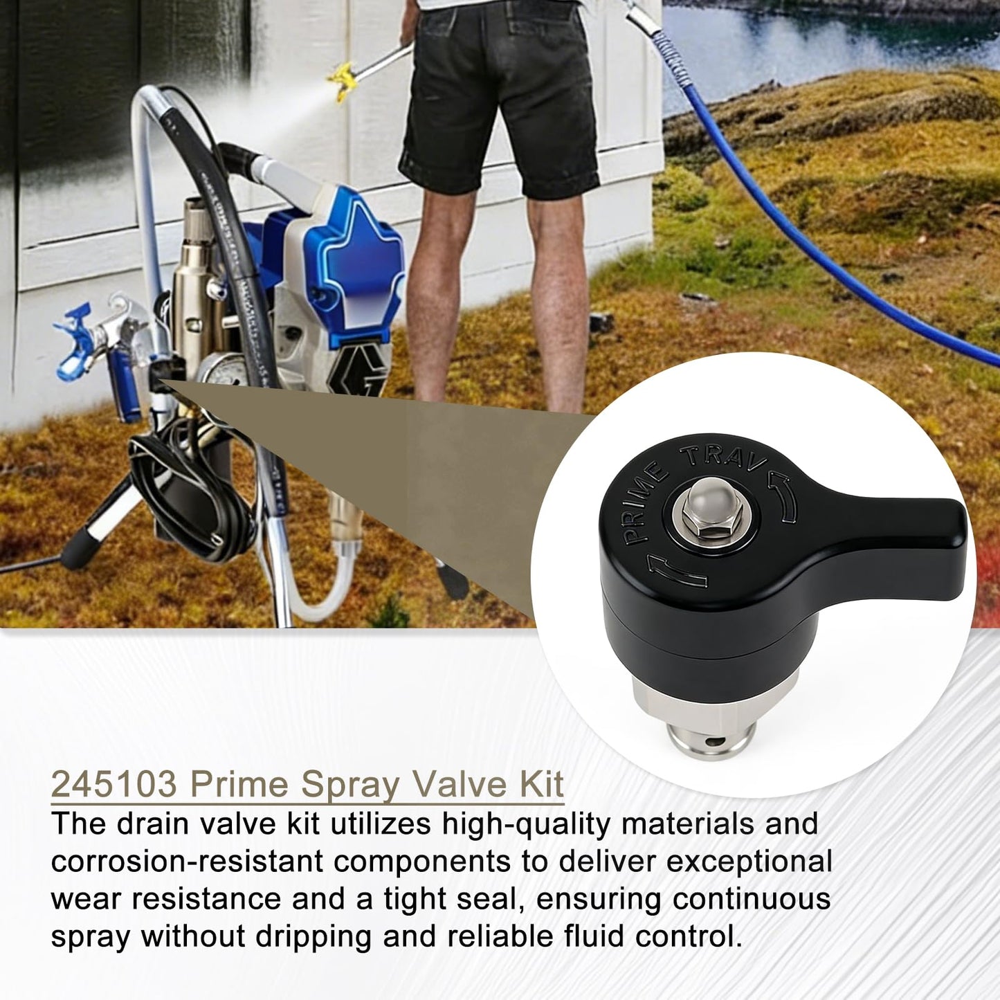 2026 New Upgraded 245103 Prime Spray Valve Kit,Drain Valve Compatible with Graco 5900 7900 833 Etc Aftermarketr Airless Paint Sprayer,Replace Airless Spray Painting Machine Accessories
