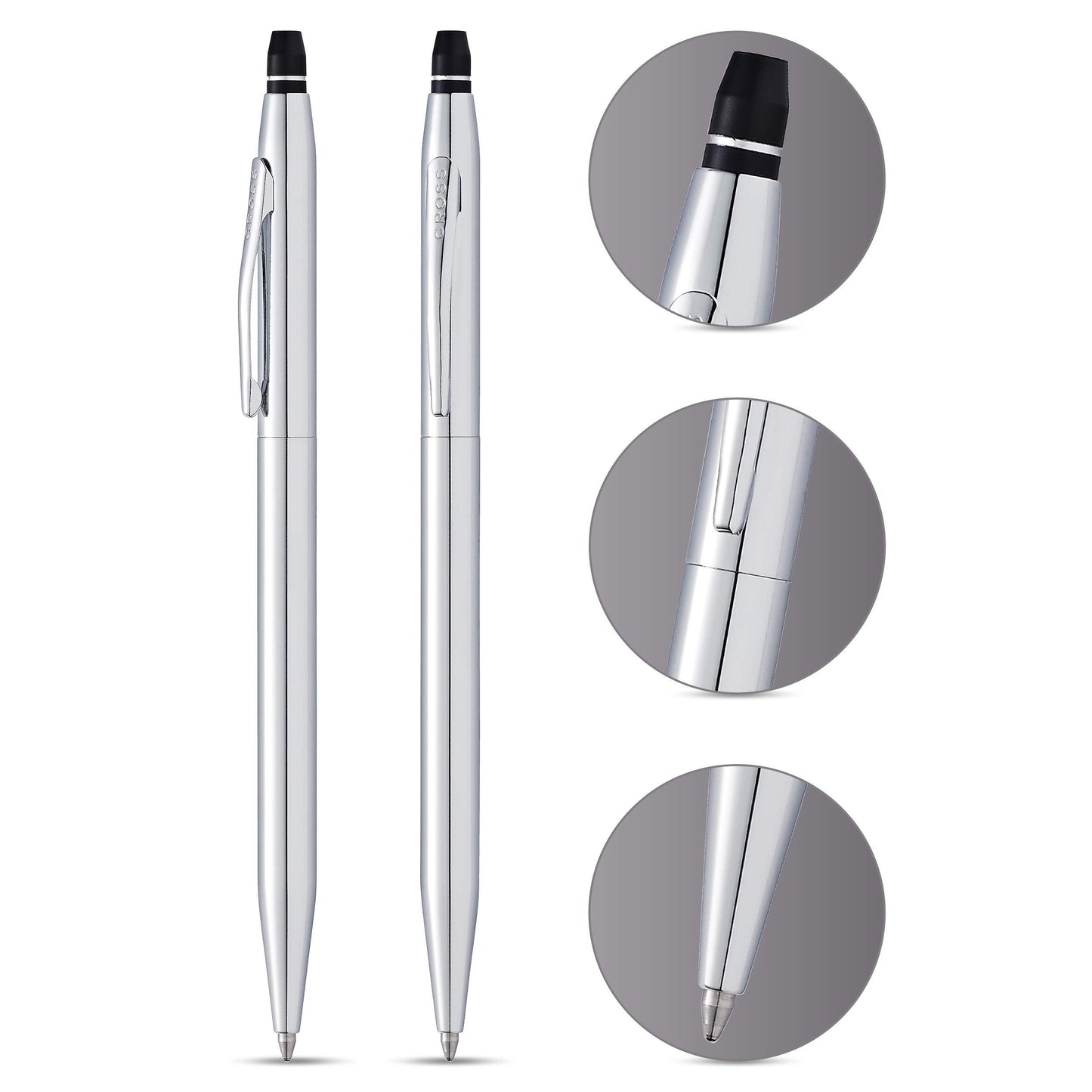 Cross Click Chrome Ballpoint Pen - High-End Writing Tool for Versatile Use - Smooth Writing & Journaling - Elegant Accessory - Long-Lasting - Black Ink - Includes Gift Box