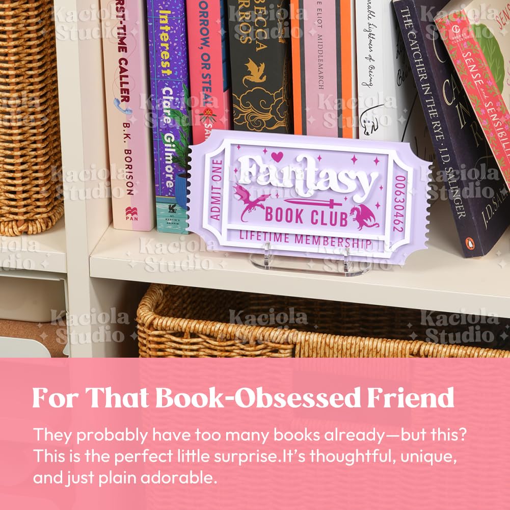 KACIOLA STUDIO Library Sign, Bookish Decor for Book Nook, Gifts for Booklovers/Reader/Women, Bookshelf Book Store Decor, Romantasy Gift (Smutty)