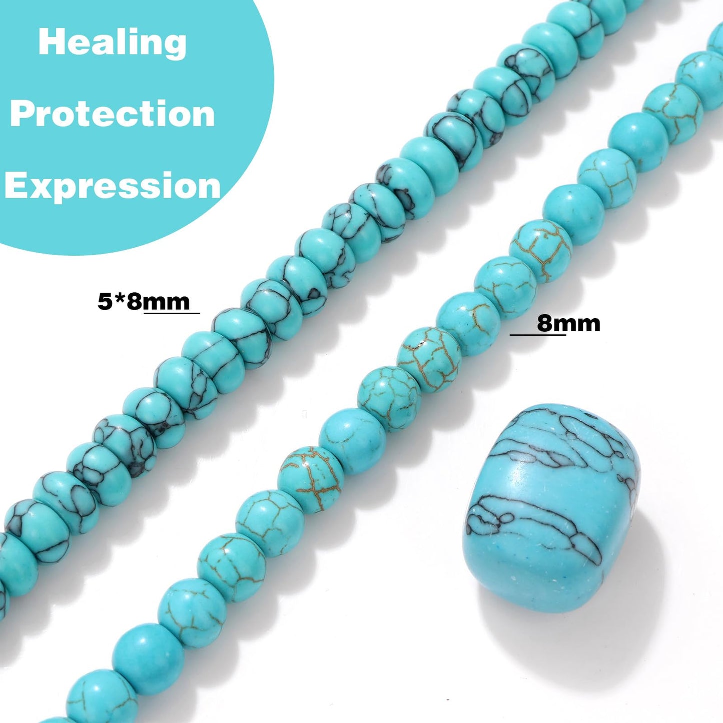 Raicegs 100pcs 5×8mm Rondelle Turquoise Beads Natural Gemstone Beads Abacus Disk Stone Loose Beads for Jewelry Making DIY Bracelets Necklace
