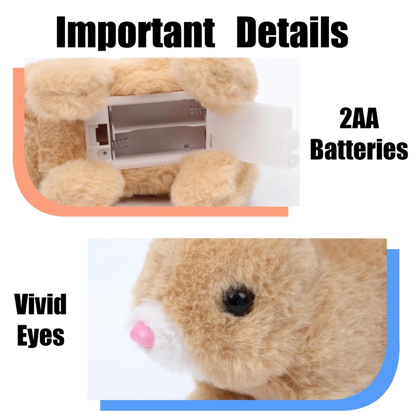 UVAAKZ Bunny Stuffed Animal Plush, Interactive Electronic Pet Hopping Bunny Toy, Realistic Stuffed Bunny Rabbit for Kids (#Brown)