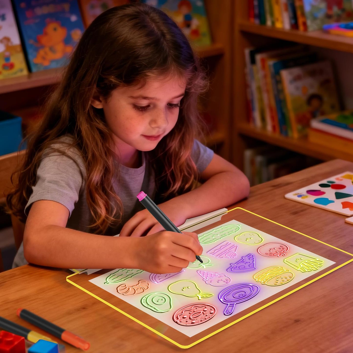 LED Drawing Board, 16" Rechargeable Light Up Drawing Pad with 2000mAh Rechargeable Battery, Multi-Functional LED Display Board for Drawing/Message/Night Light, Creative Gift Art Kit, Pink
