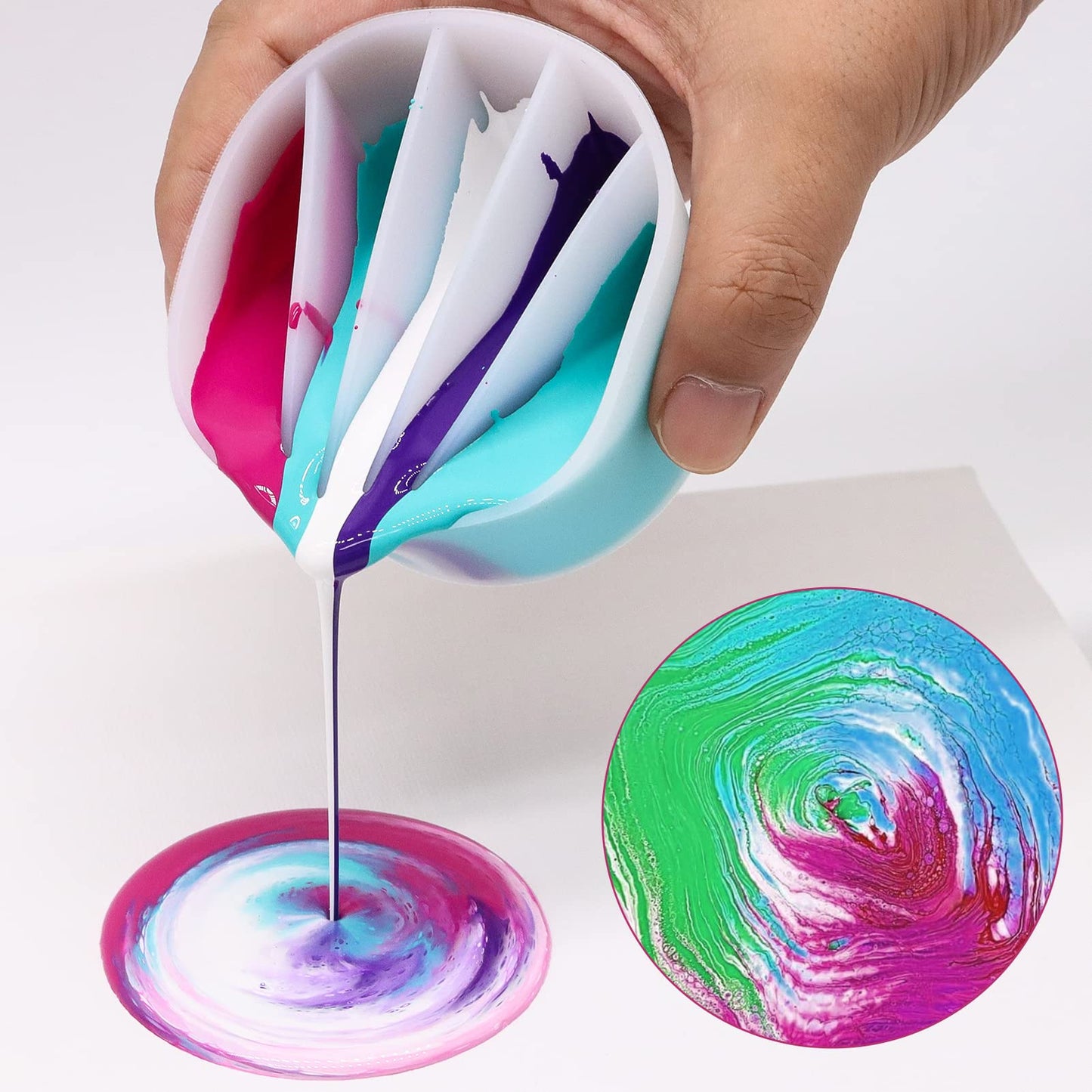 Angela&Alex 11” Rotate Turnable Sculpting Wheel with Acrylic Pouring Strainers Scraper Cone Painter Support Stands Gloves Painting Tools Unique Pattern Train Art Supplies