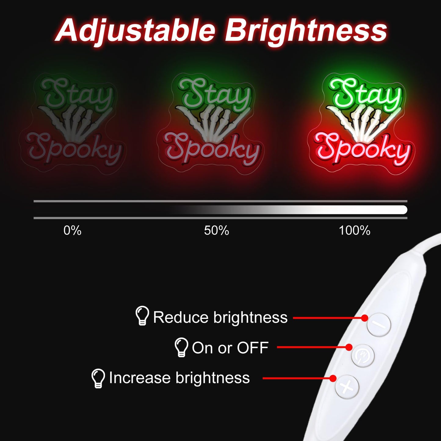 Stay Spooky Neon Sign, Custom Halloween LED Light, Gothic Decor for Halloween Party,Ghost Halloween, Personalized Gift, 13.8"x13"